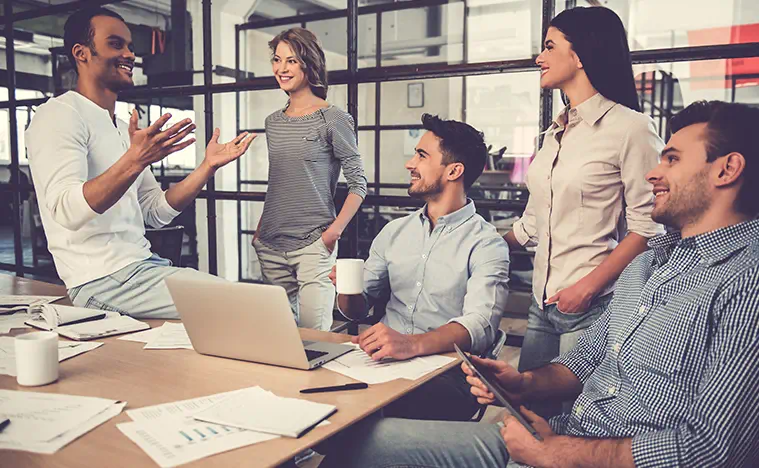 A group of young professionals having a meeting.
